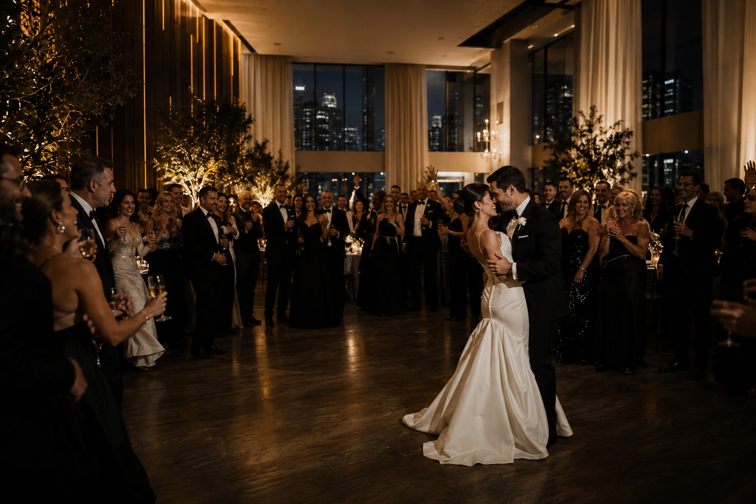 Newlyweds sharing an intimate wedding moment
